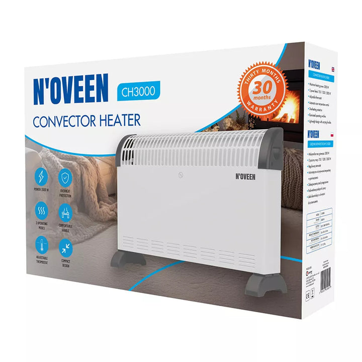 Convector electric, 2000 W, cu termostat, alb, Noveen