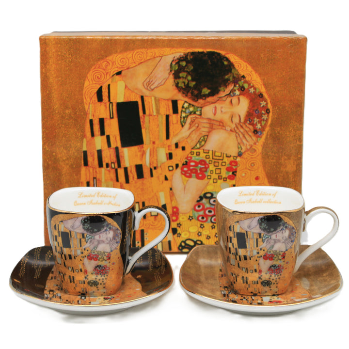 Cești de espresso din porțelan Klimt „Sărutul”, 2x100 ml, Queen Isabell