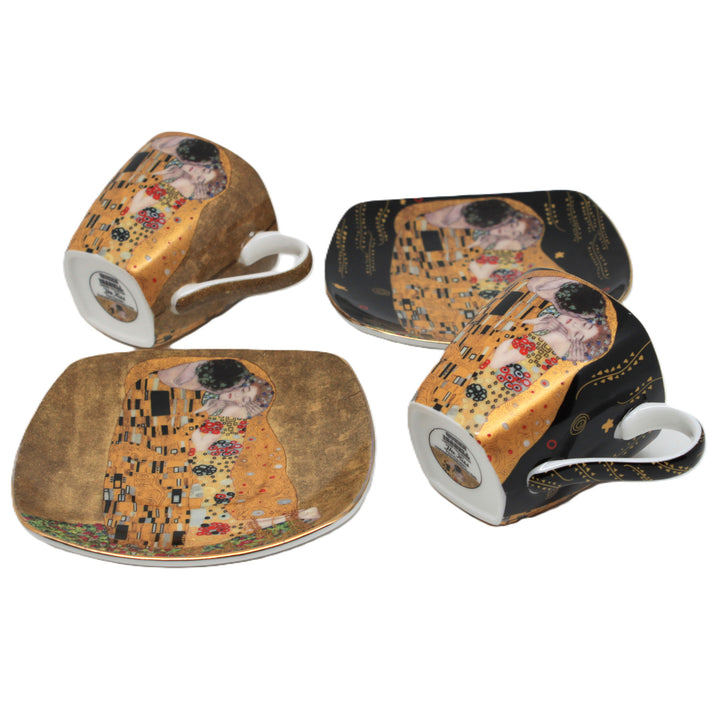 Cești de espresso din porțelan Klimt „Sărutul”, 2x100 ml, Queen Isabell