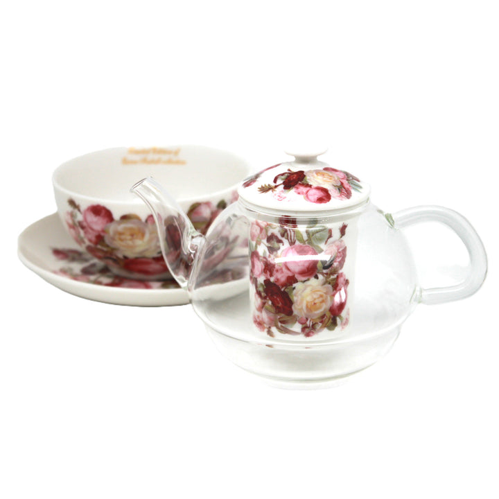 Set de ceai „Trandafiri”, ceșcuță și ceainic (tea for one) Queen Isabell