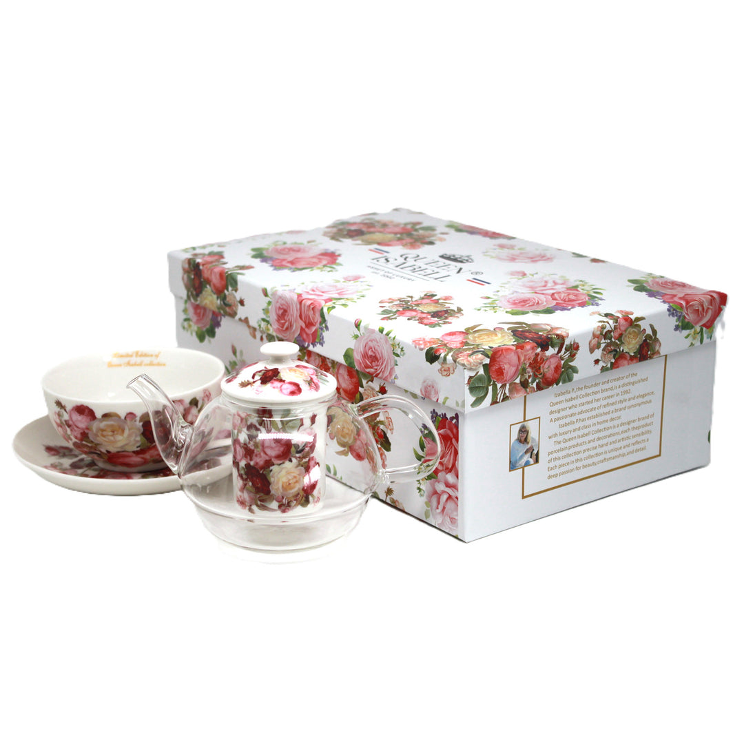 Set de ceai „Trandafiri”, ceșcuță și ceainic (tea for one) Queen Isabell