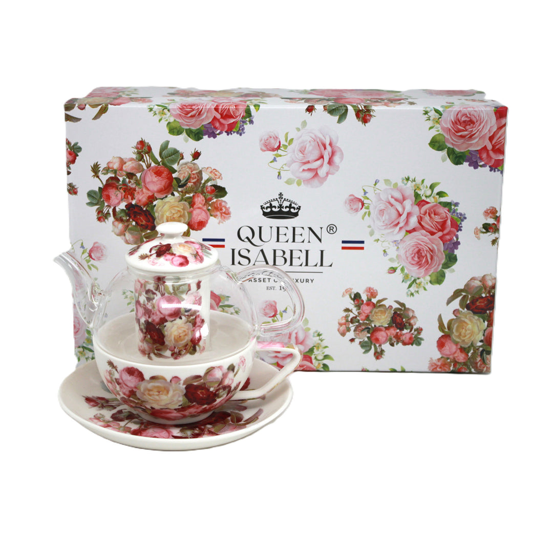 Set de ceai „Trandafiri”, ceșcuță și ceainic (tea for one) Queen Isabell