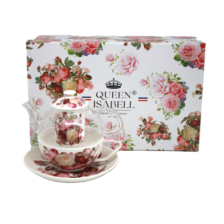 Set de ceai „Trandafiri”, ceșcuță și ceainic (tea for one) Queen Isabell
