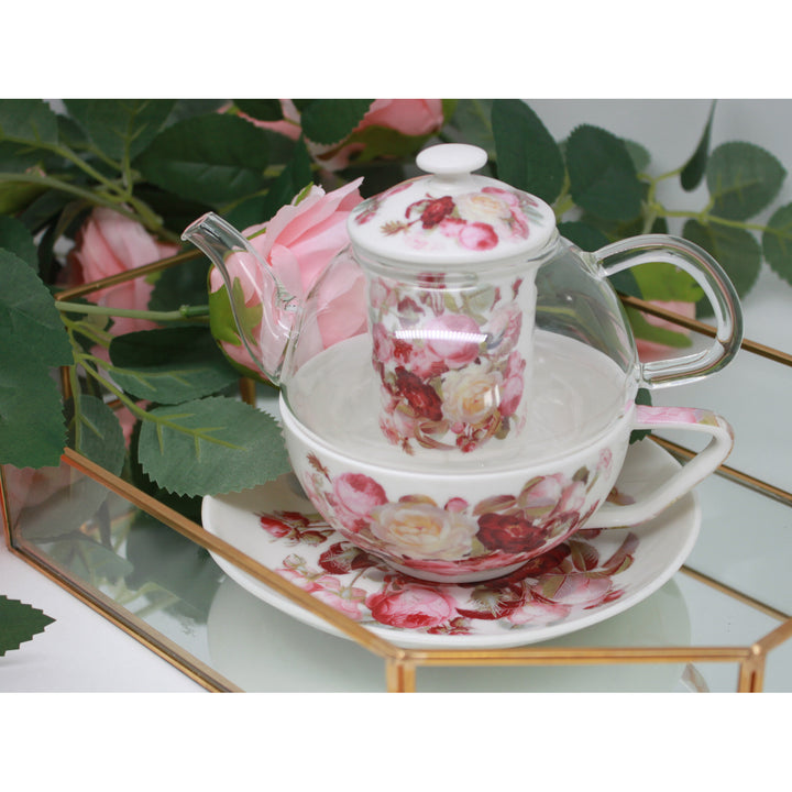 Set de ceai „Trandafiri”, ceșcuță și ceainic (tea for one) Queen Isabell