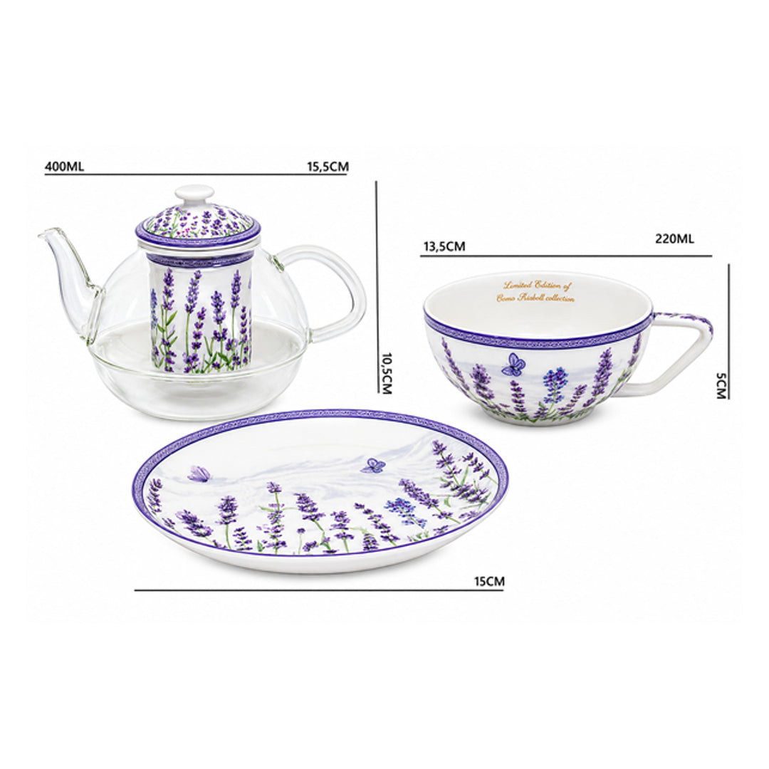 Set de ceai „Lavandă”, cu ceașcă și ceainic (tea for one) Queen Isabell