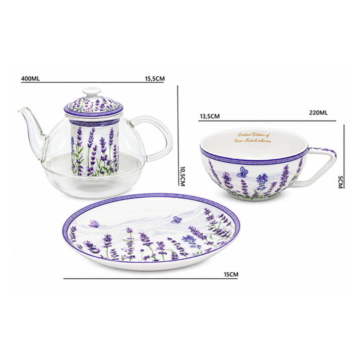 Set de ceai „Lavandă”, cu ceașcă și ceainic (tea for one) Queen Isabell