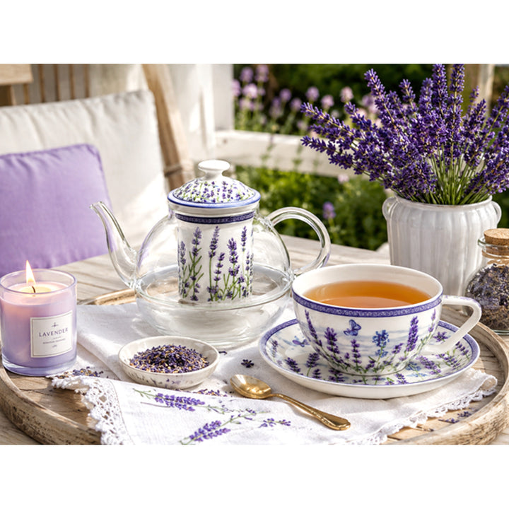 Set de ceai „Lavandă”, cu ceașcă și ceainic (tea for one) Queen Isabell