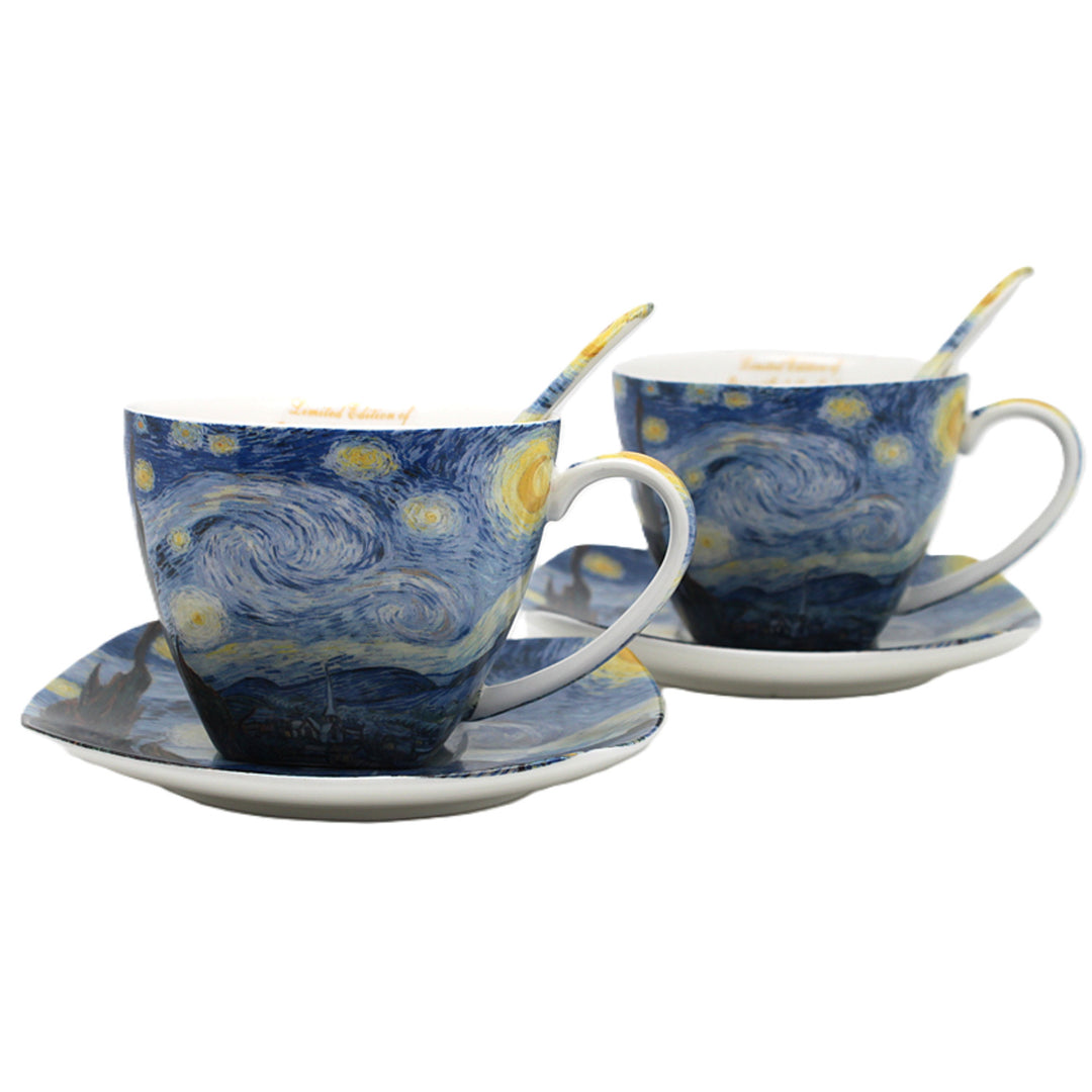 Cești de porțelan Van Gogh „Noapte înstelată”, 2x250 ml, set de 2 bucăți, Queen Isabell