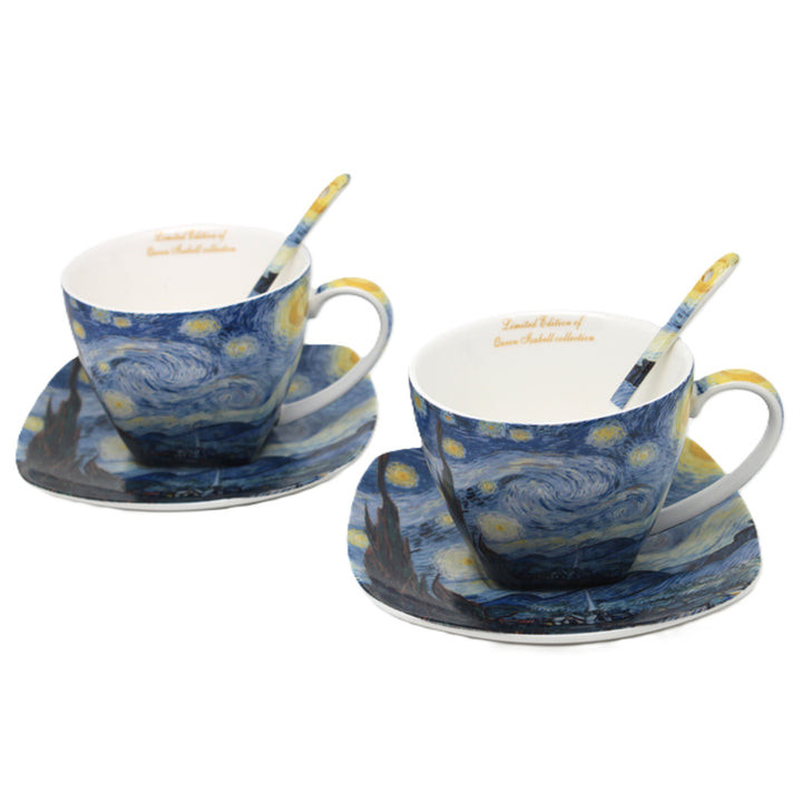 Cești de porțelan Van Gogh „Noapte înstelată”, 2x250 ml, set de 2 bucăți, Queen Isabell