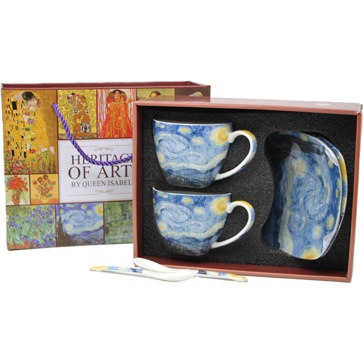 Cești de porțelan Van Gogh „Noapte înstelată”, 2x250 ml, set de 2 bucăți, Queen Isabell