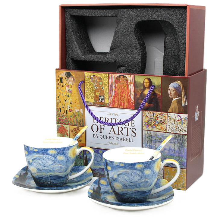 Cești de porțelan Van Gogh „Noapte înstelată”, 2x250 ml, set de 2 bucăți, Queen Isabell