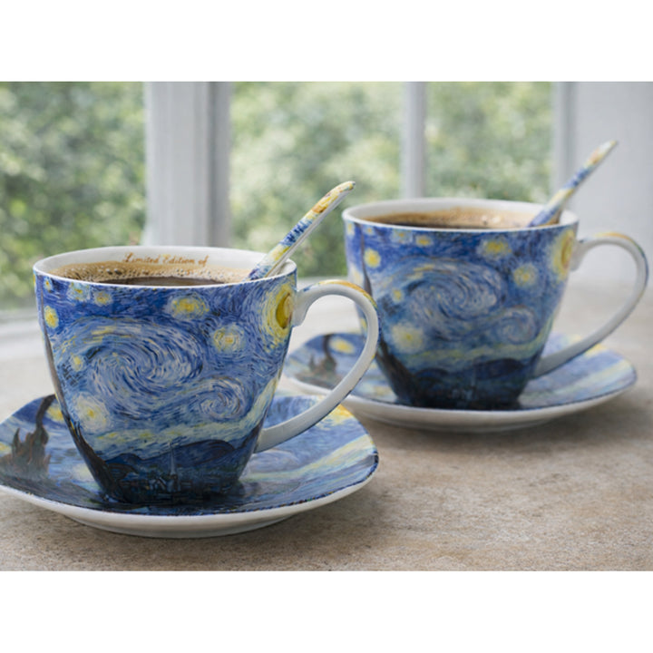 Cești de porțelan Van Gogh „Noapte înstelată”, 2x250 ml, set de 2 bucăți, Queen Isabell