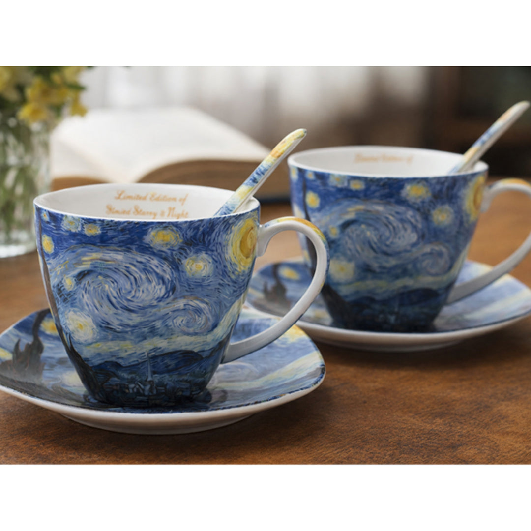 Cești de porțelan Van Gogh „Noapte înstelată”, 2x250 ml, set de 2 bucăți, Queen Isabell