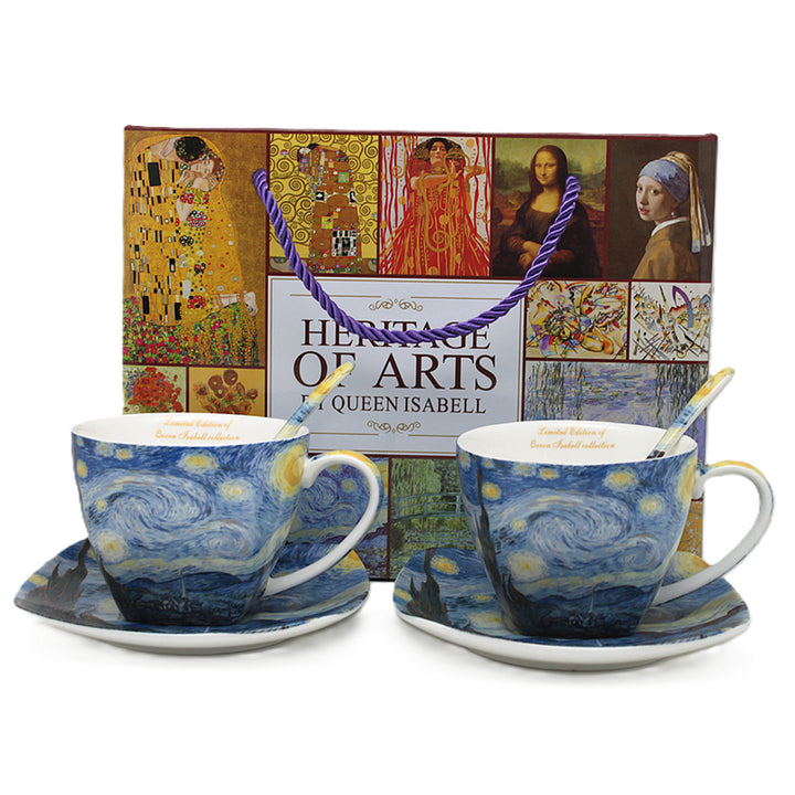 Cești de porțelan Van Gogh „Noapte înstelată”, 2x250 ml, set de 2 bucăți, Queen Isabell