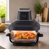 Friteuză fără ulei LOVIO PureFry Ultra Crisp LVAF003BK 4L+1,5L 1550W, neagră, cu recipiente din sticlă