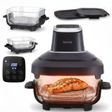 Friteuză fără ulei LOVIO PureFry Ultra Crisp LVAF003BK 4L+1,5L 1550W, neagră, cu recipiente din sticlă