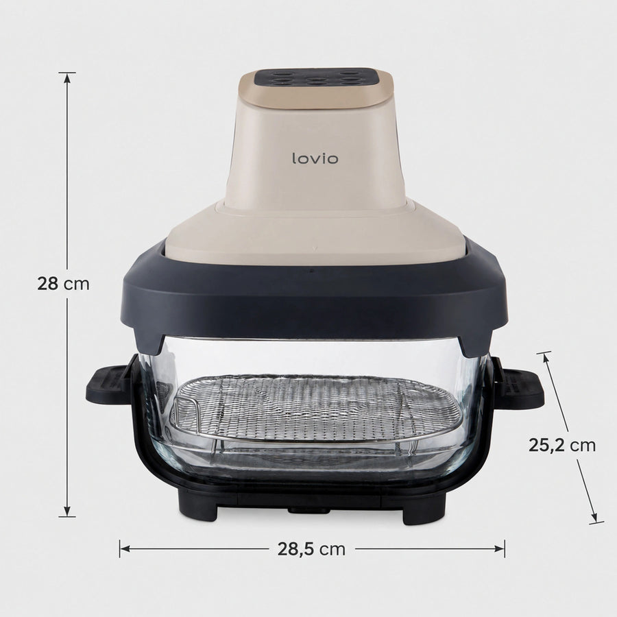 Friteuză fără ulei LOVIO PureFry Ultra Crisp LVAF003BE 4L+1,5L 1550W, bej, cu recipiente din sticlă