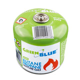 Cartuș de gaz GreenBlue de 500 g. Certificat: Pi 0437, conform cu EN417, butan-propan, interval de temperatură de la -10 °C la +40 °C, supapă de 7/16", GB499, 48 de bucăți