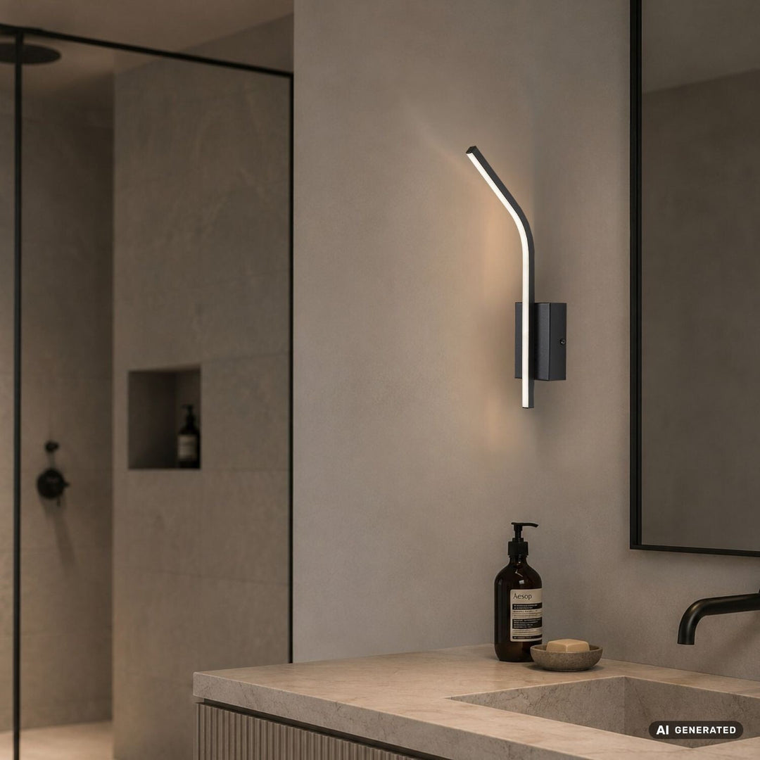 Aplică de interior Tilmann, negru, LED 10 W, 550 lm, 4000 K, H 36 cm, IP44, cu comandă tactilă, 75088