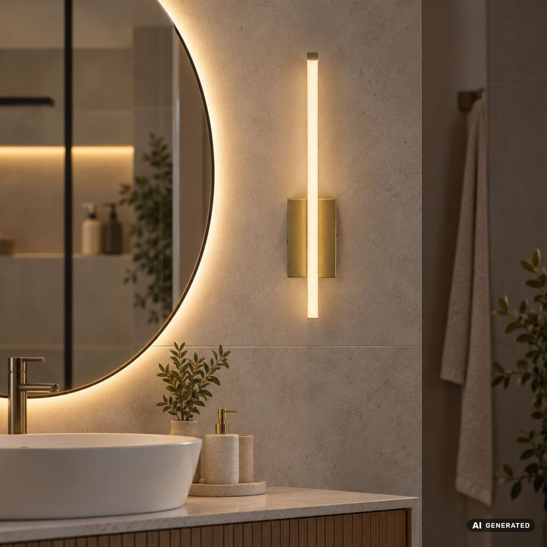Aplică de interior Tilmann, aurie, LED 10 W, 550 lm, 4000 K, H 36 cm, IP44, cu comandă tactilă, 75089