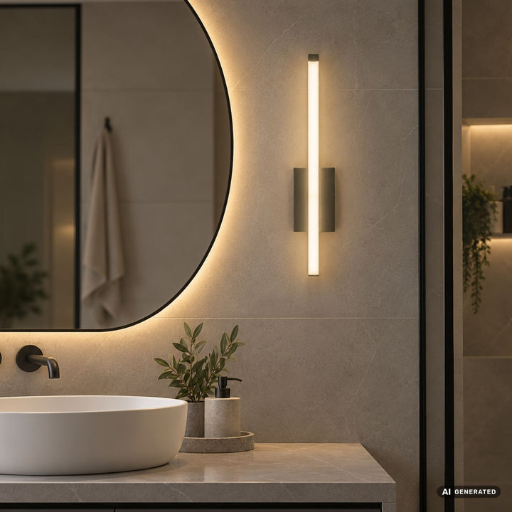 Aplică de interior Tilmann, culoare gunmetal, LED 10 W, 550 lm, 4000 K, înălțime 36 cm, IP44, cu comandă tactilă, 75000