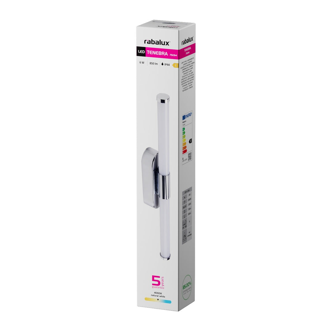 Aplică de interior Tenebra, LED 6 W, 730 lm, 4000 K, L 40 cm, IP44, crom, 75094