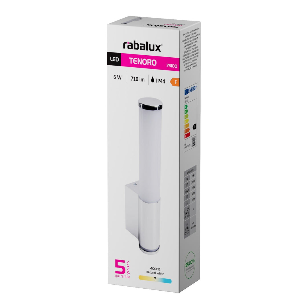 Aplică de interior Tenero, LED 6 W, 4000 K, 600 lm, H 29 cm, crom, IP44, 75100