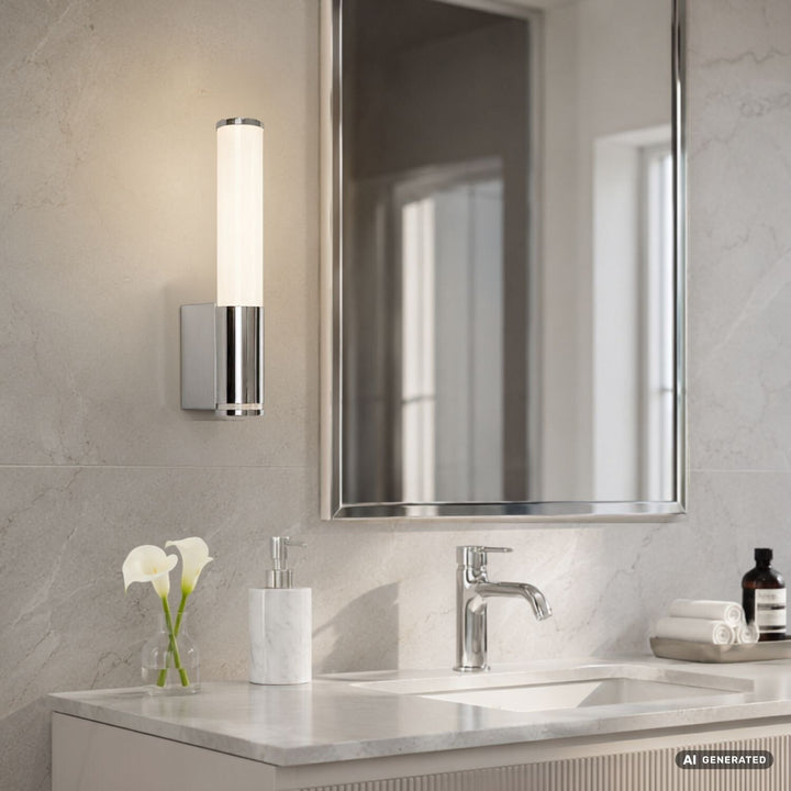 Aplică de interior Tenero, LED 6 W, 4000 K, 600 lm, H 29 cm, crom, IP44, 75100