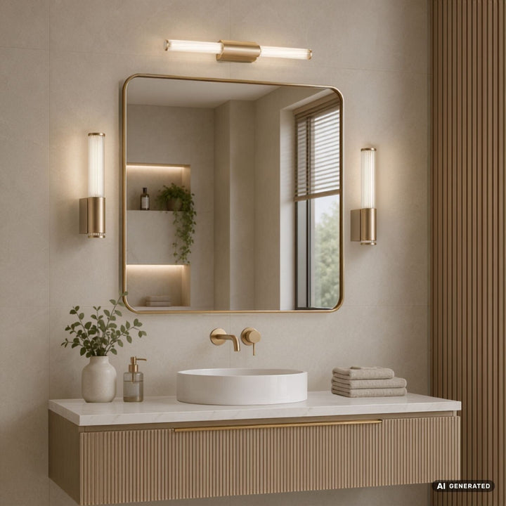 Aplică de baie, Calyn, LED 8 W, 4000 K, 620 lm, L 40 cm, auriu, IP44, 75104
