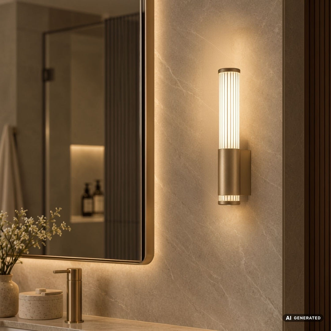 Aplică de baie, Calyn, LED 6 W, 4000 K, 530 lm, H 29 cm, auriu, IP44, 75106