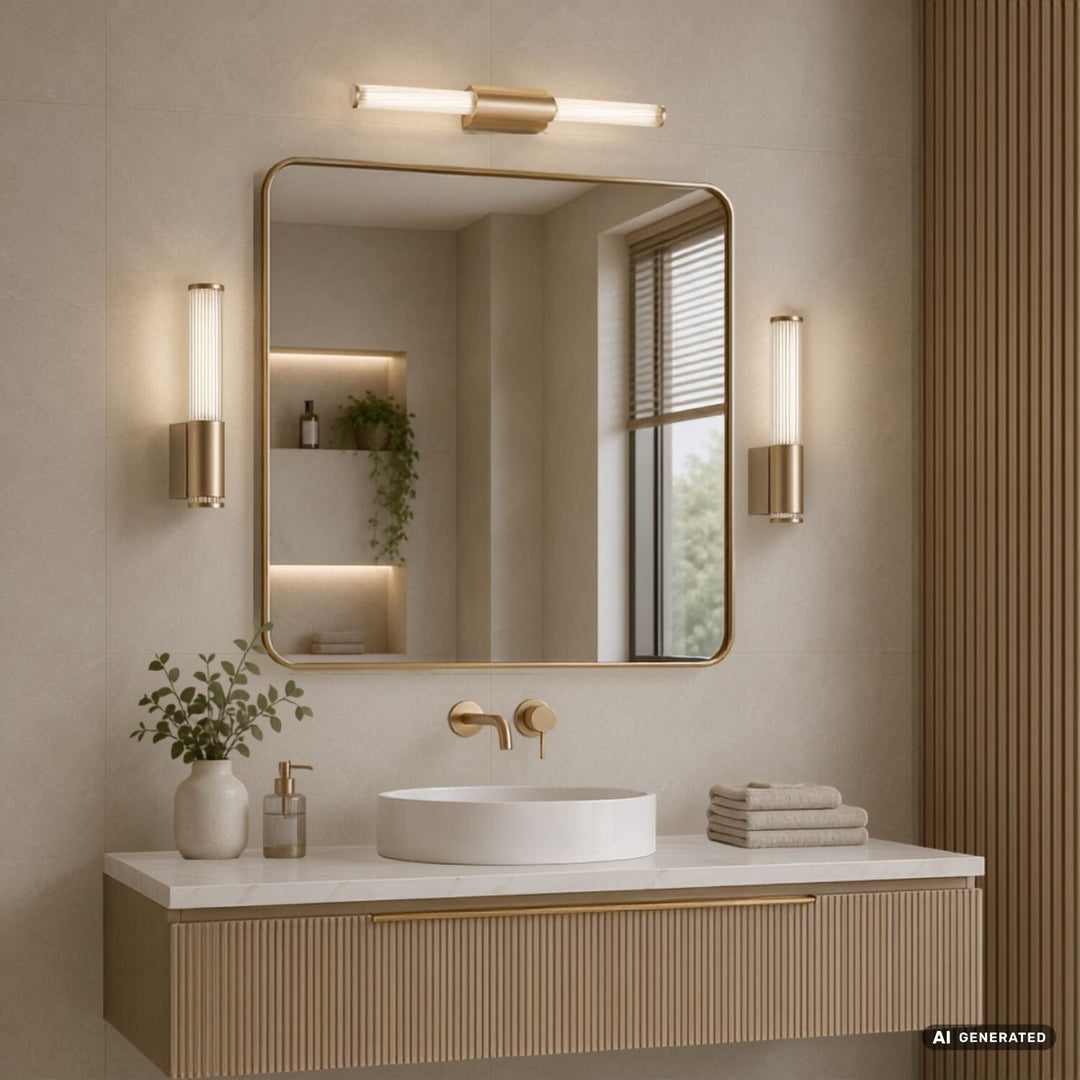 Aplică de baie, Calyn, LED 6 W, 4000 K, 530 lm, H 29 cm, auriu, IP44, 75106