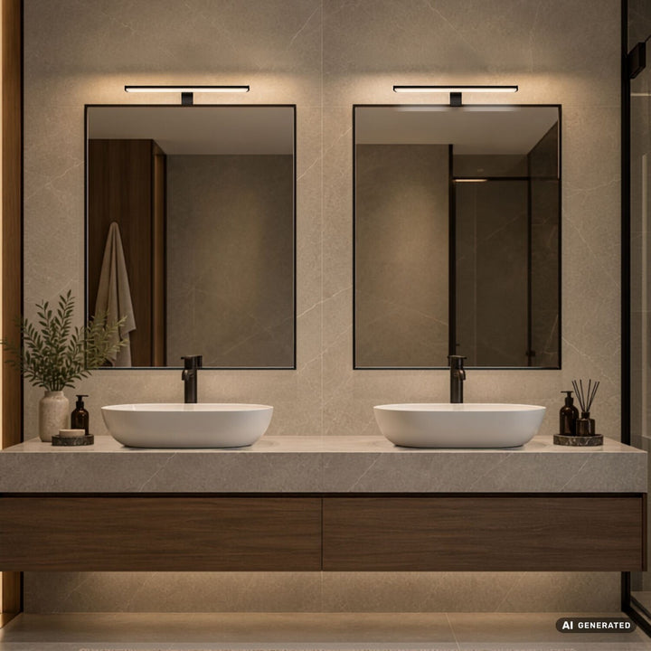Aplică de baie, Seyra, LED 8 W, 4000 K, 650 lm, L 40 cm, negru, IP44, 75112