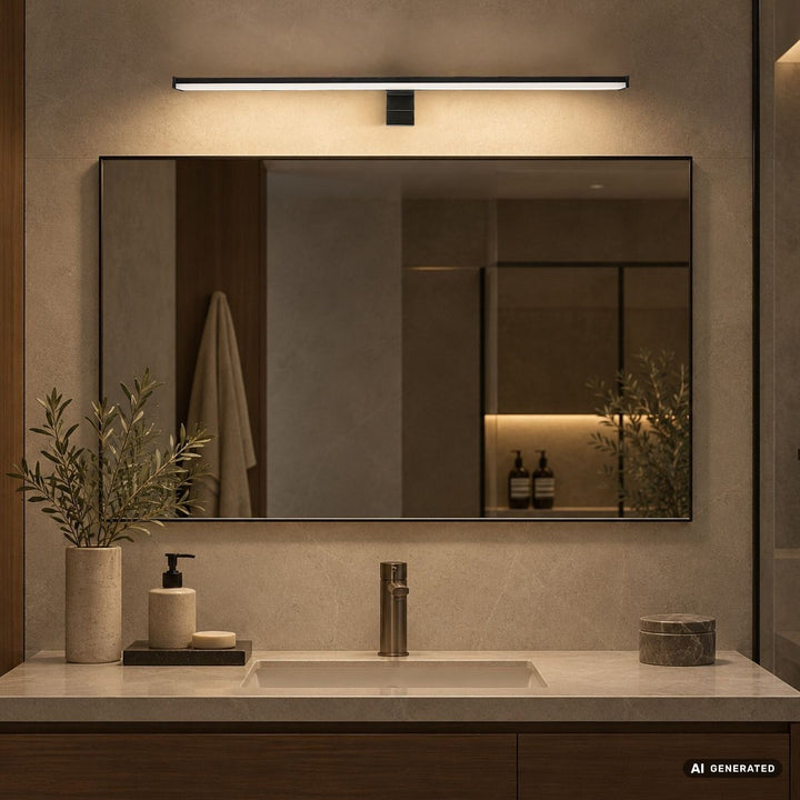 Aplică de baie, Seyra, LED 12 W, 4000 K, 910 lm, L 60 cm, negru, IP44, 75113