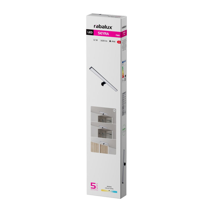 Aplică de baie, Seyra, LED 12 W, 4000 K, 910 lm, L 60 cm, negru, IP44, 75113