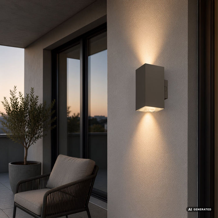 Aplică de exterior, Urfa, LED 18 W, 1800 lm, temperatură de culoare 2700, 4000, 6500 K, înălțime 16 cm, IP65, gri-bej, 77215