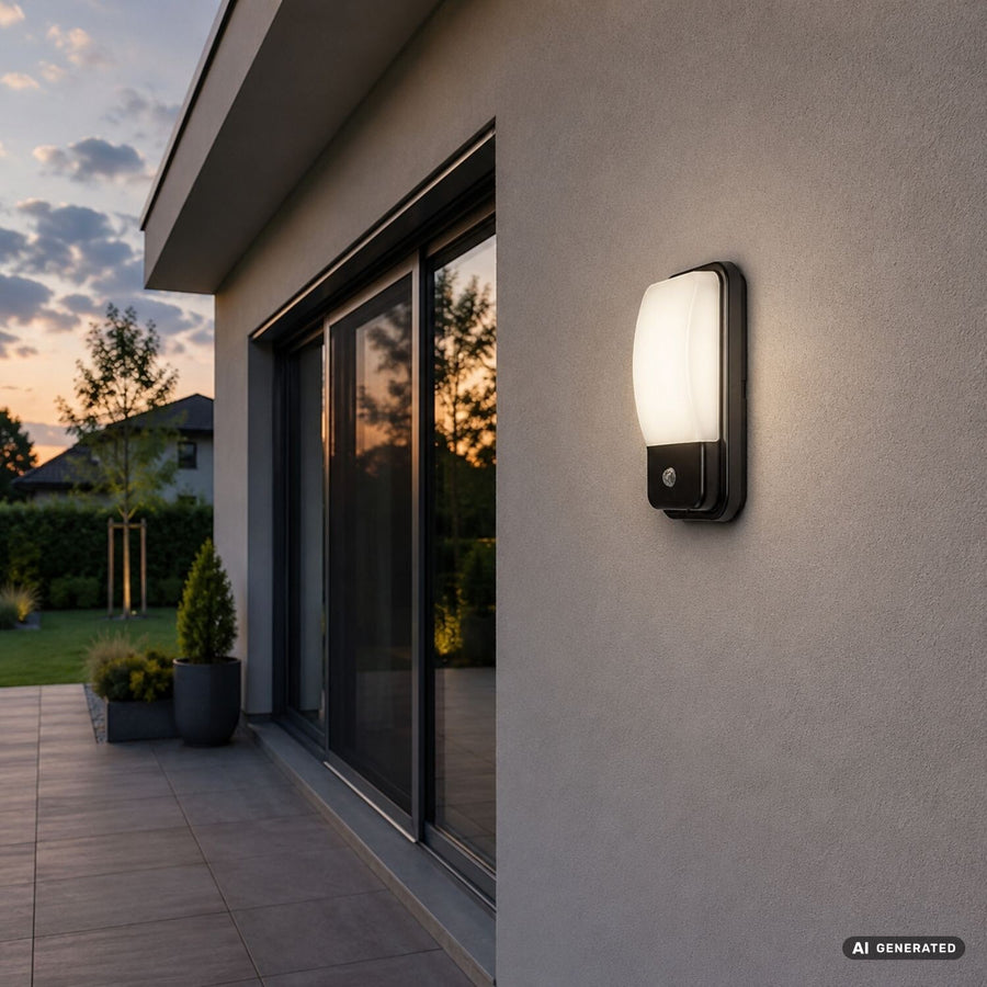 Aplică de exterior, Matzen, LED 20 W, 1860 lm, 4000 K, înălțime 30 cm, IP65, negru, cu senzor PIR, 77233