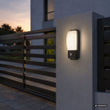 Aplică de exterior, Matzen, LED 20 W, 1860 lm, 4000 K, înălțime 30 cm, IP65, negru, cu senzor PIR, 77233