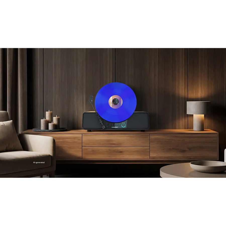 Pickup automat pentru discuri de vinil Blaupunkt, vertical, cu Bluetooth și USB, cu cap de citire Audio-Technica, compatibil cu discuri de 7" și 12", Varsovia VT200BT