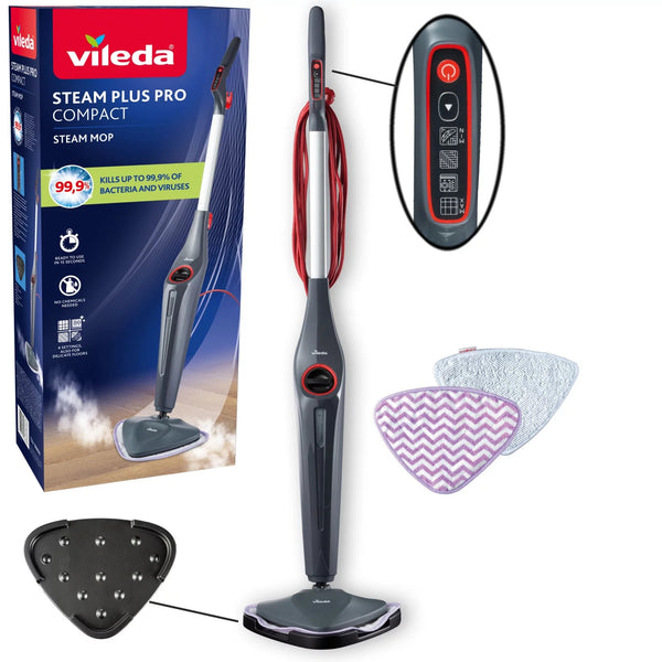 Mopul cu abur Vileda Steam Plus Pro, elimină 99,9% din bacterii, se încălzește rapid, potrivit pentru toate tipurile de pardoseli, 180839