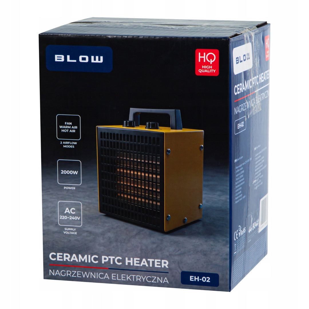 Încălzitor Blow, putere 2000 W, 2 niveluri de încălzire, termostat reglabil, protecție împotriva supraîncălzirii, 44-904#