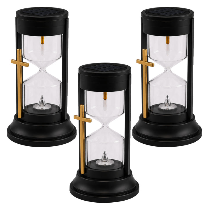 Lampa funerară solară, Clepsidra eternității, LED 0,08 W, durată de funcționare 20.000 ore, luminozitate maximă 3 lm, 77199, Znicz-lux, 3 bucăți