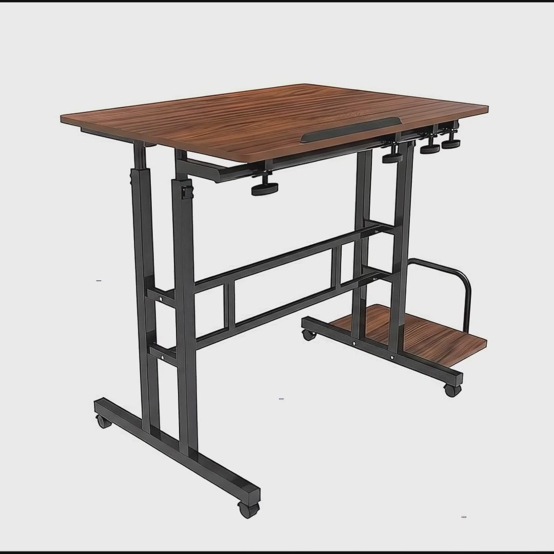 Maclean birou mobil pentru laptop, negru, top 80x60cm, 50kg max, înălțime reglabilă 67-115 cm, MC-124 B