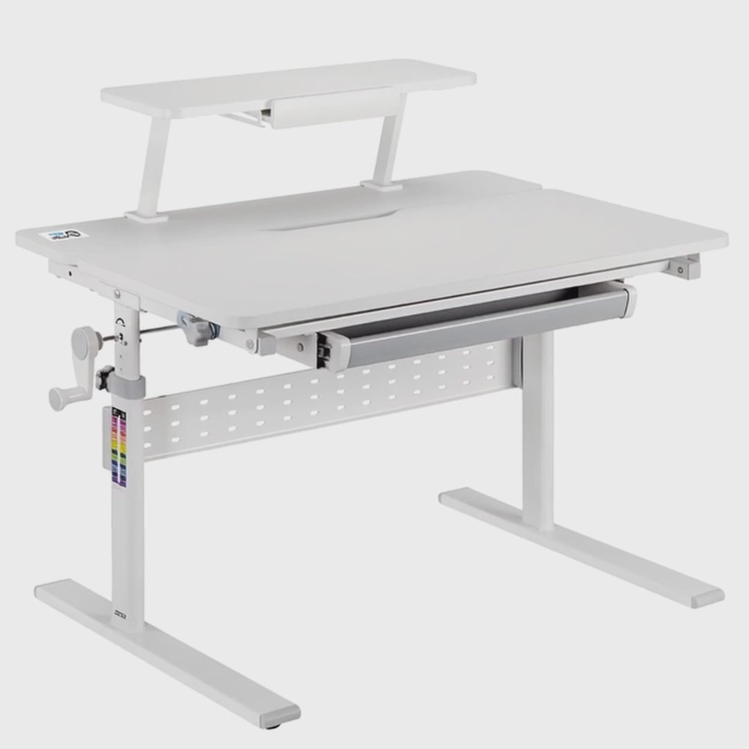 Birou ergonomic ER-483, pentru copii,  reglabil pe înălțime, gri, max 40kg