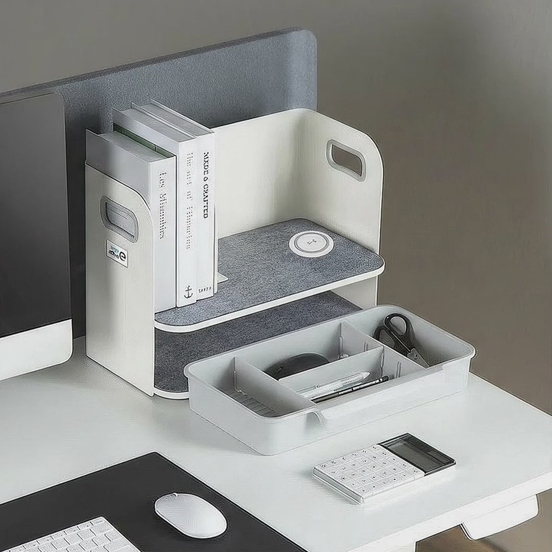 Organizator birou cu sertar si incarcare wireless Ergo Office ER-4401, alb
