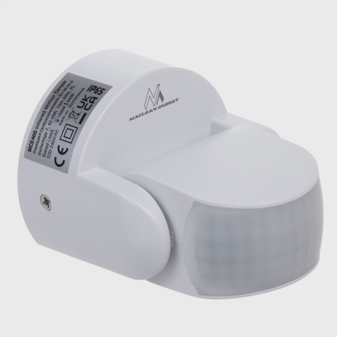 Senzor de mișcare PIR, infraroșu, IP65, alb, rază de acțiune 12m, MCE468 W