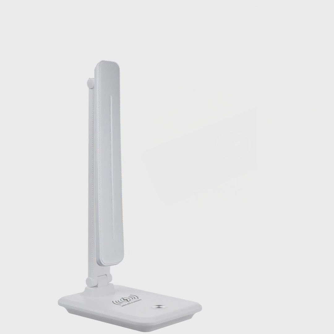 Lampa de birou LED, 9W, Maclean MCE616W, alb cu încărcător Qi cu inducție