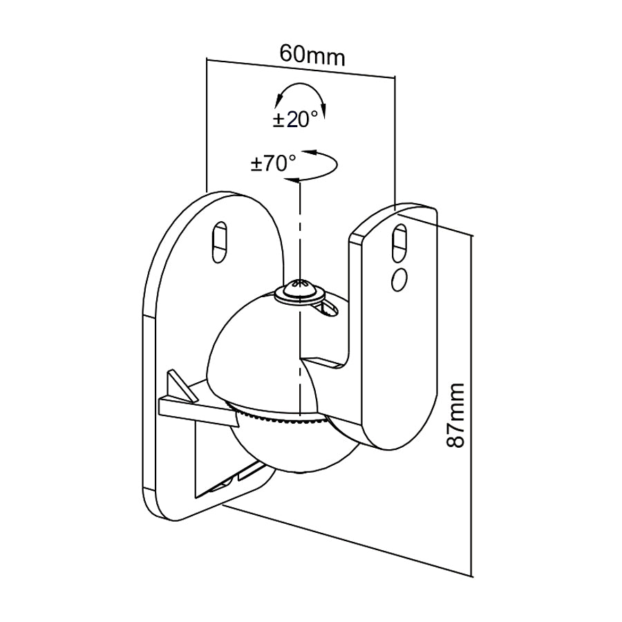 Maclean MC-526 2x Suport difuzor pentru montare pe perete de până la 3,5 KG, rotire înclinată pivotant Hifi satelit