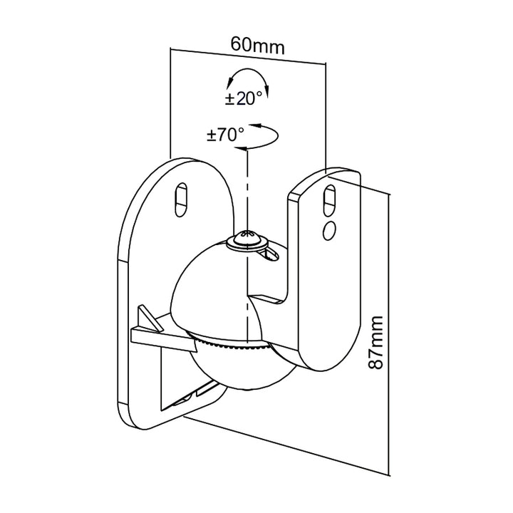 Maclean MC-526 2x Suport difuzor pentru montare pe perete de până la 3,5 KG, rotire înclinată pivotant Hifi satelit