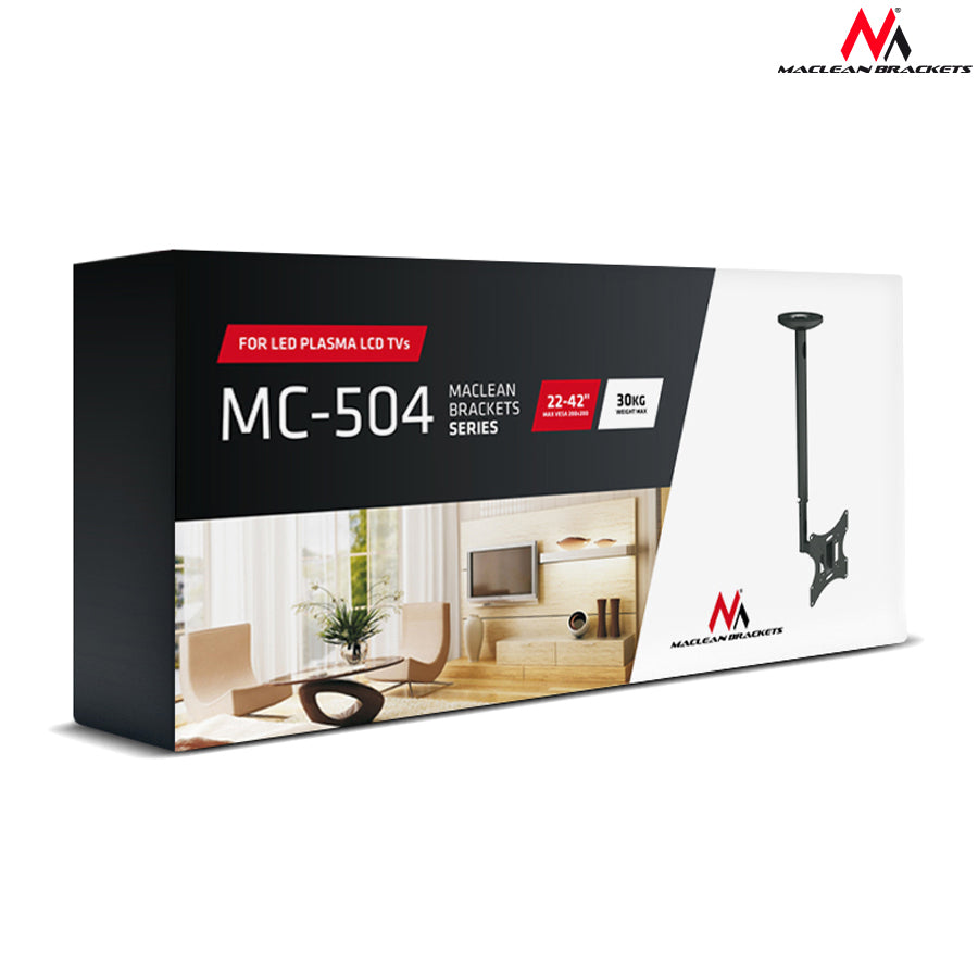 Suport TV montat pe tavan 23-42" 50 - 85 cm 30kg Maclean MC-504A B negru