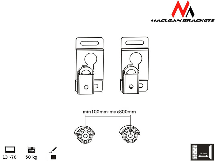 Maclean MC-504A B Suport TV pentru tavan 23-42 "50 - 85 cm 30kg Negru